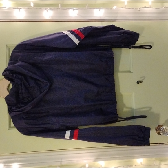 Women's Heart & Hips cropped windbreaker jacket size Small in Navy - Picture 3 of 3